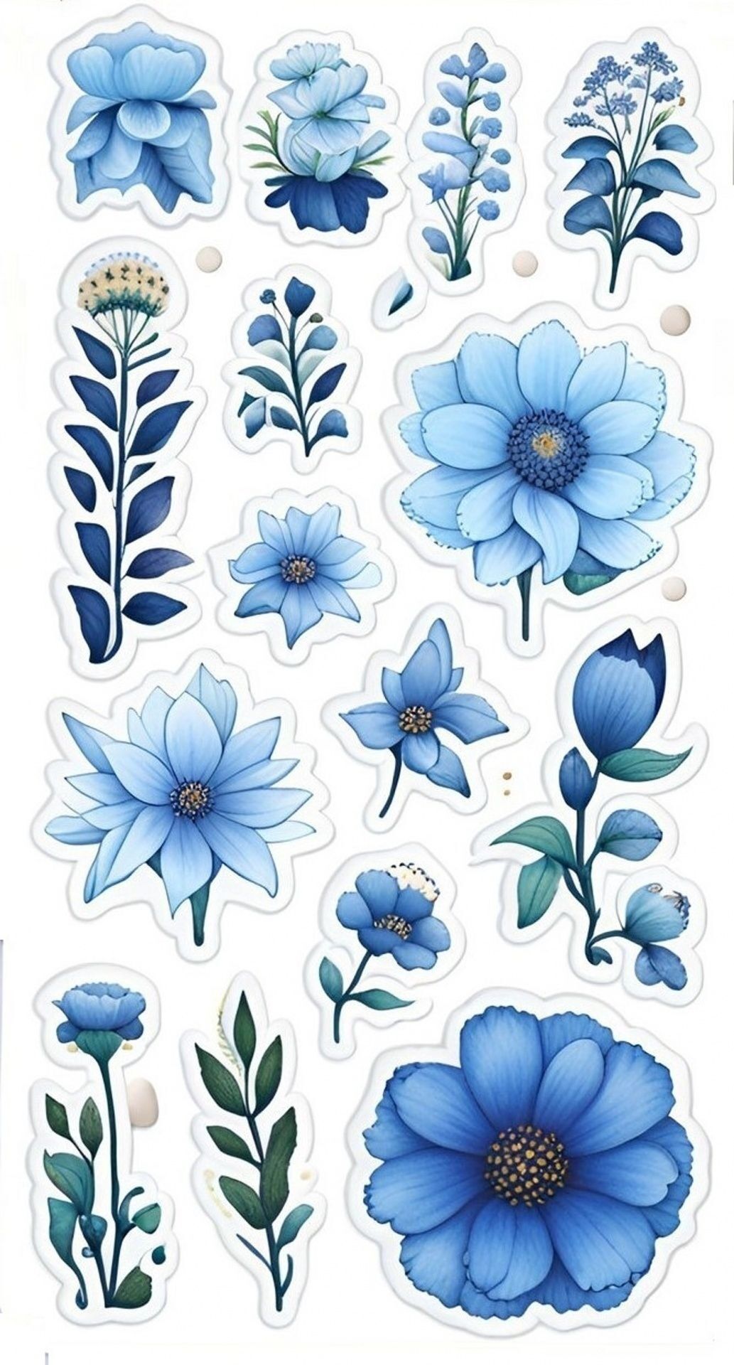 Adesivos de Flores Azuis para Imprimir e Decorar