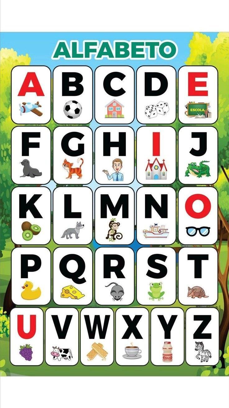 Alfabeto Colorido para Imprimir com Ilustrações para Crianças