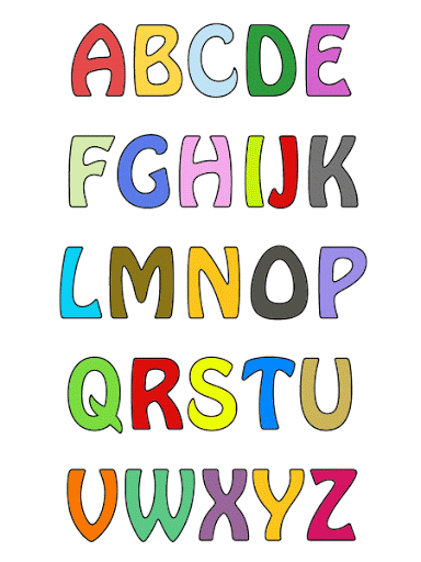 Alfabeto Colorido para imprimir com letras brilhantes