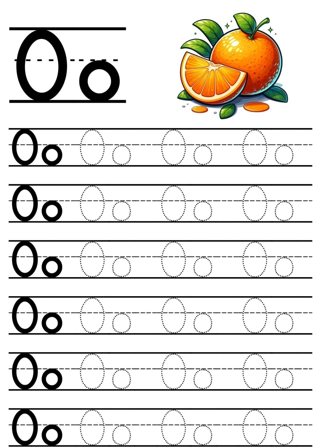 Alfabeto em Pontilhado para Imprimir: Letra O em Maiúscula e Minúscula