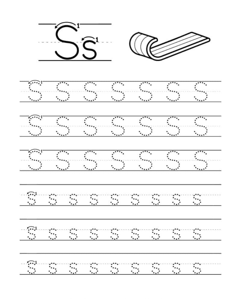 Alfabeto em Pontilhado para Imprimir: Prática da Letra S