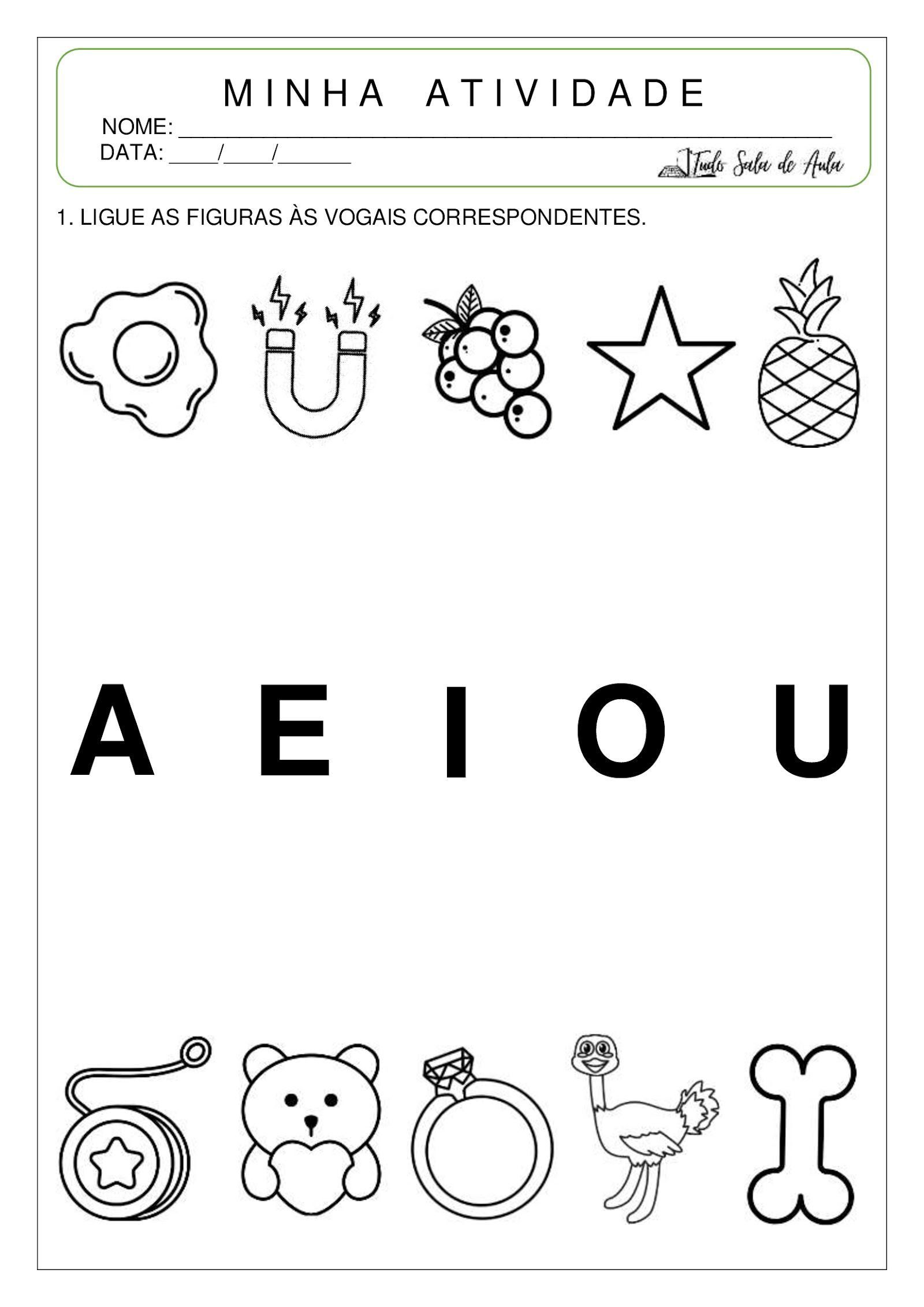 Atividade de Correspondência de Vogais para Crianças - Imprimir