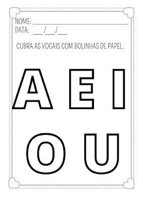 Atividade Educacional de Vogais para Imprimir em Letras Grandes