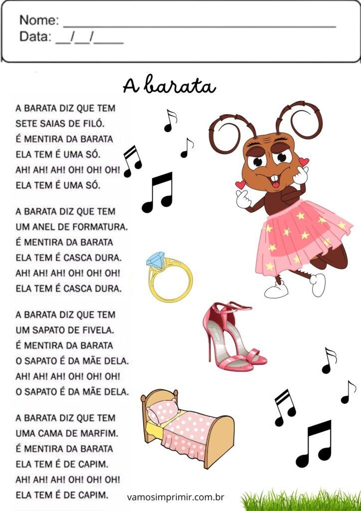 Atividade Educativa: A Baratinha - Poema e Ilustrações para Crianças