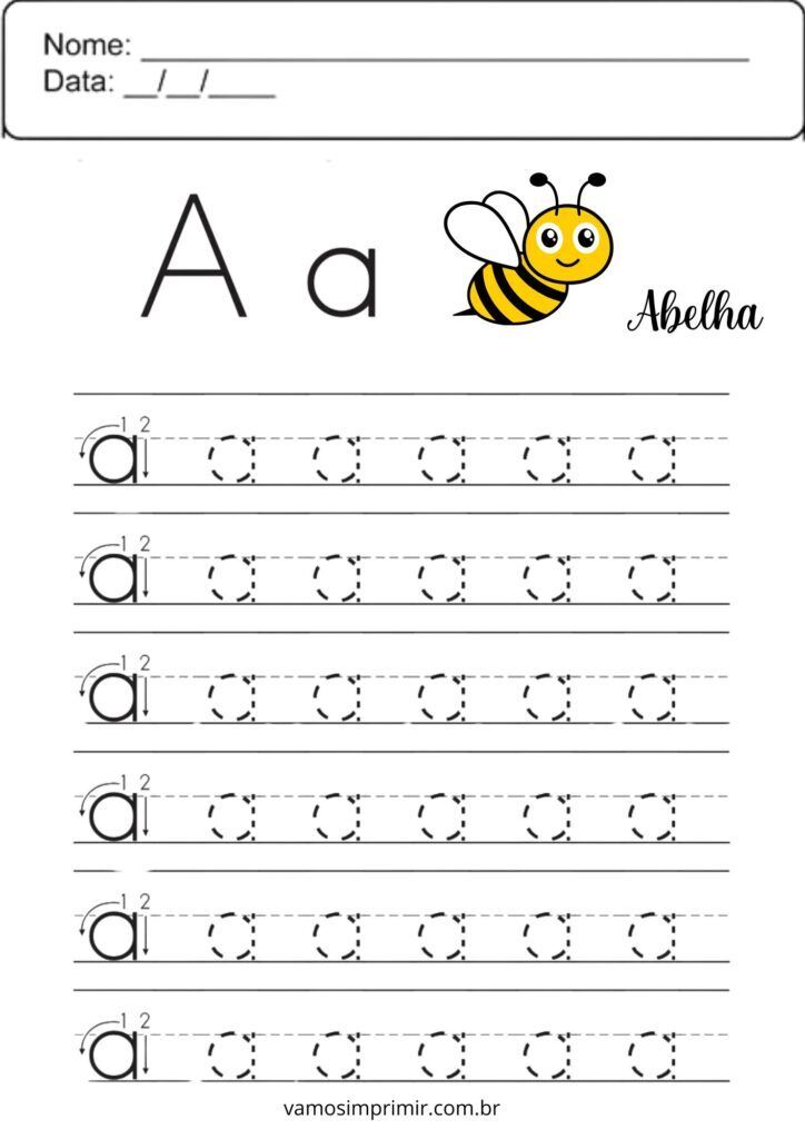 Atividade Educativa de Escrita da Vogal A para Crianças