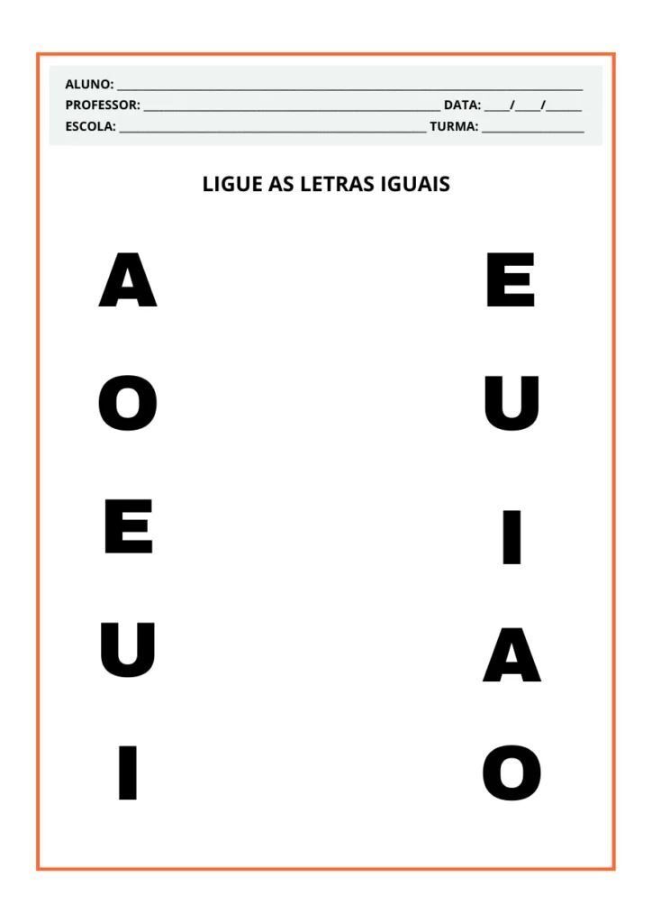 Atividade Educativa para Imprimir: Ligar as Vogais em PDF