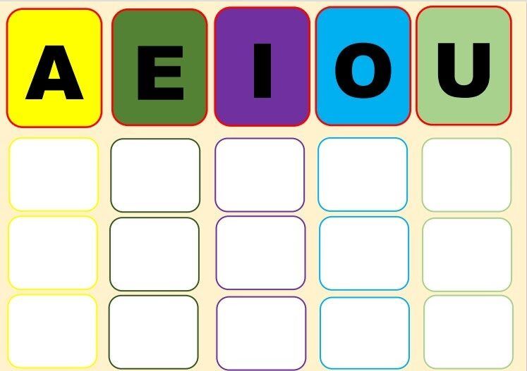 Atividades com Vogais em Quadrados Coloridos para Imprimir