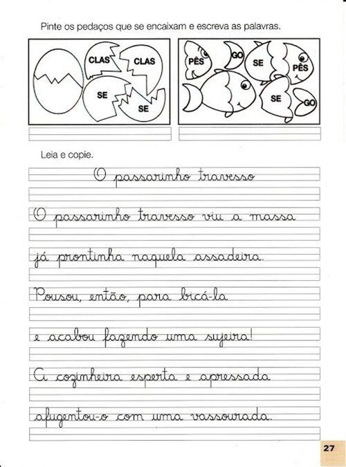 Atividades de Caligrafia para Imprimir - O Passarinho Travesso