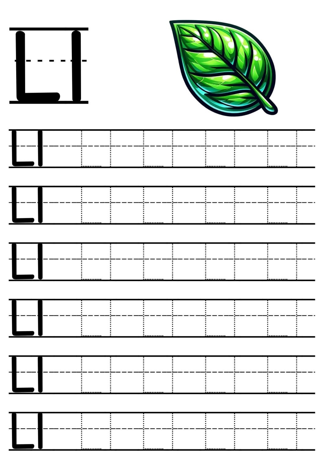 Atividades de Caligrafia para Praticar a Letra L em Pontilhado