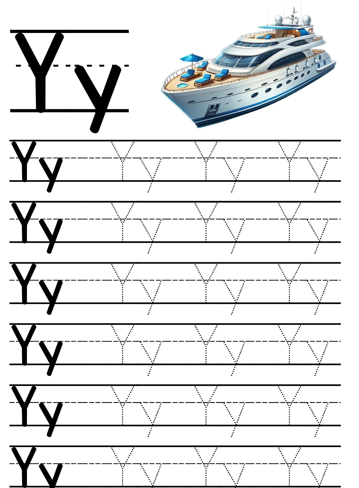 Atividades de Caligrafia: Pratique a Letra Y com Iate