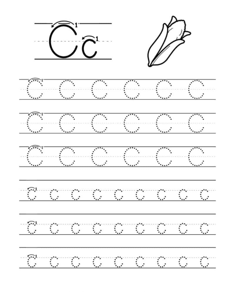 Atividades de Escrita com a Letra C em Pontilhado para Colorir