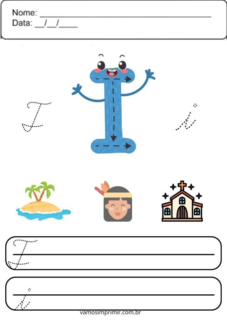 Atividades Didáticas com a Vogal 'I' para Crianças Imprimíveis