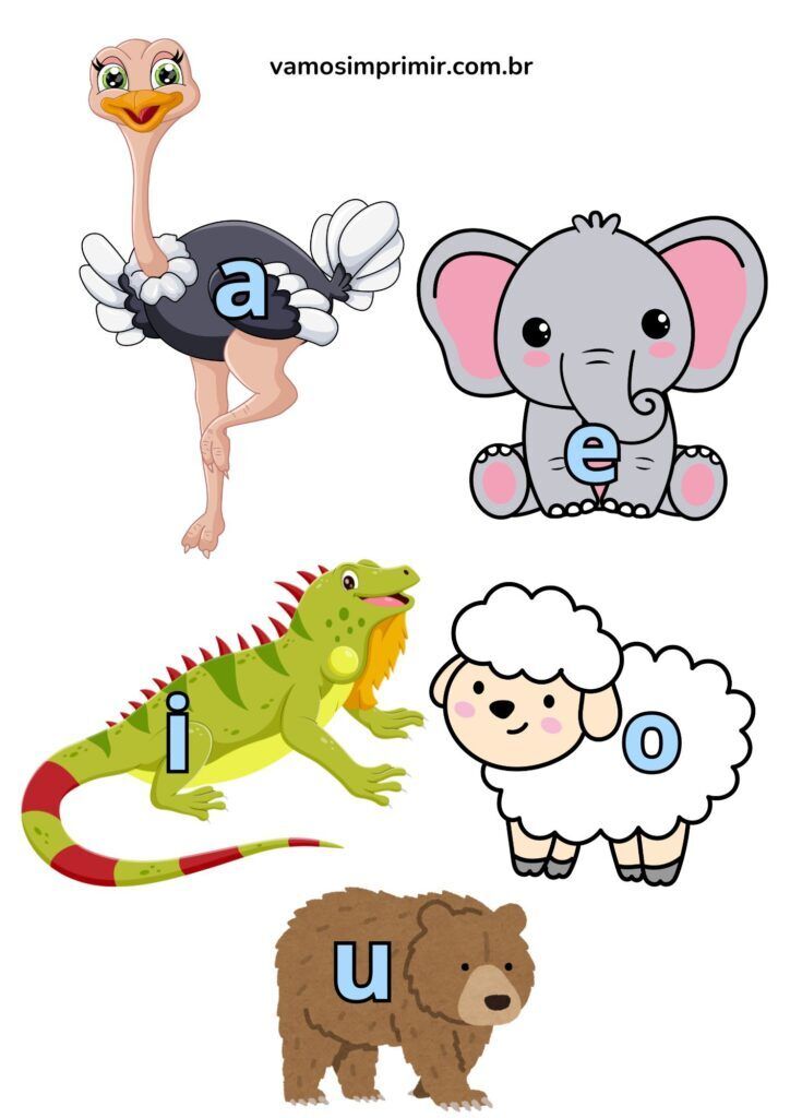 Atividades Divertidas com Vogais e Animais para Imprimir grátis