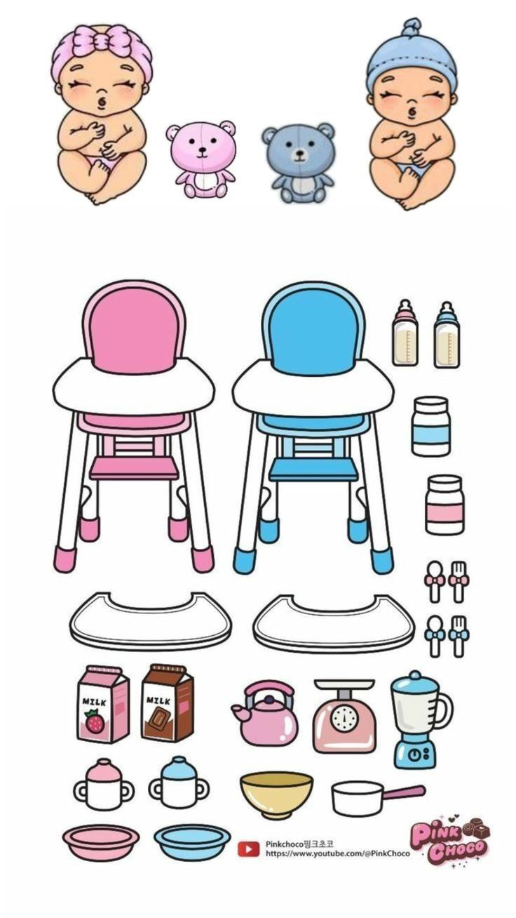 Bebê de Papel para imprimir com Acessórios Coloridos