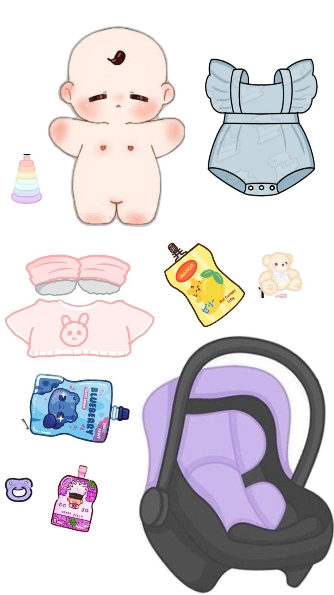 Bebê de Papel para Imprimir com Acessórios e Roupas