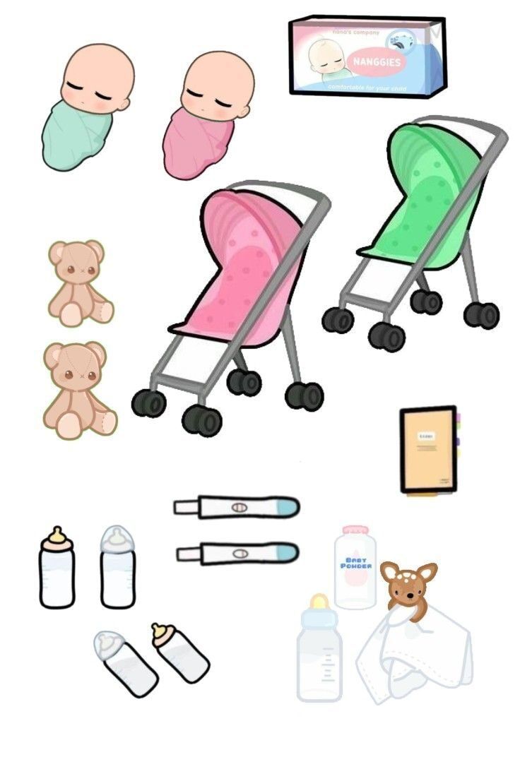 Bebê de Papel para imprimir com itens adoráveis