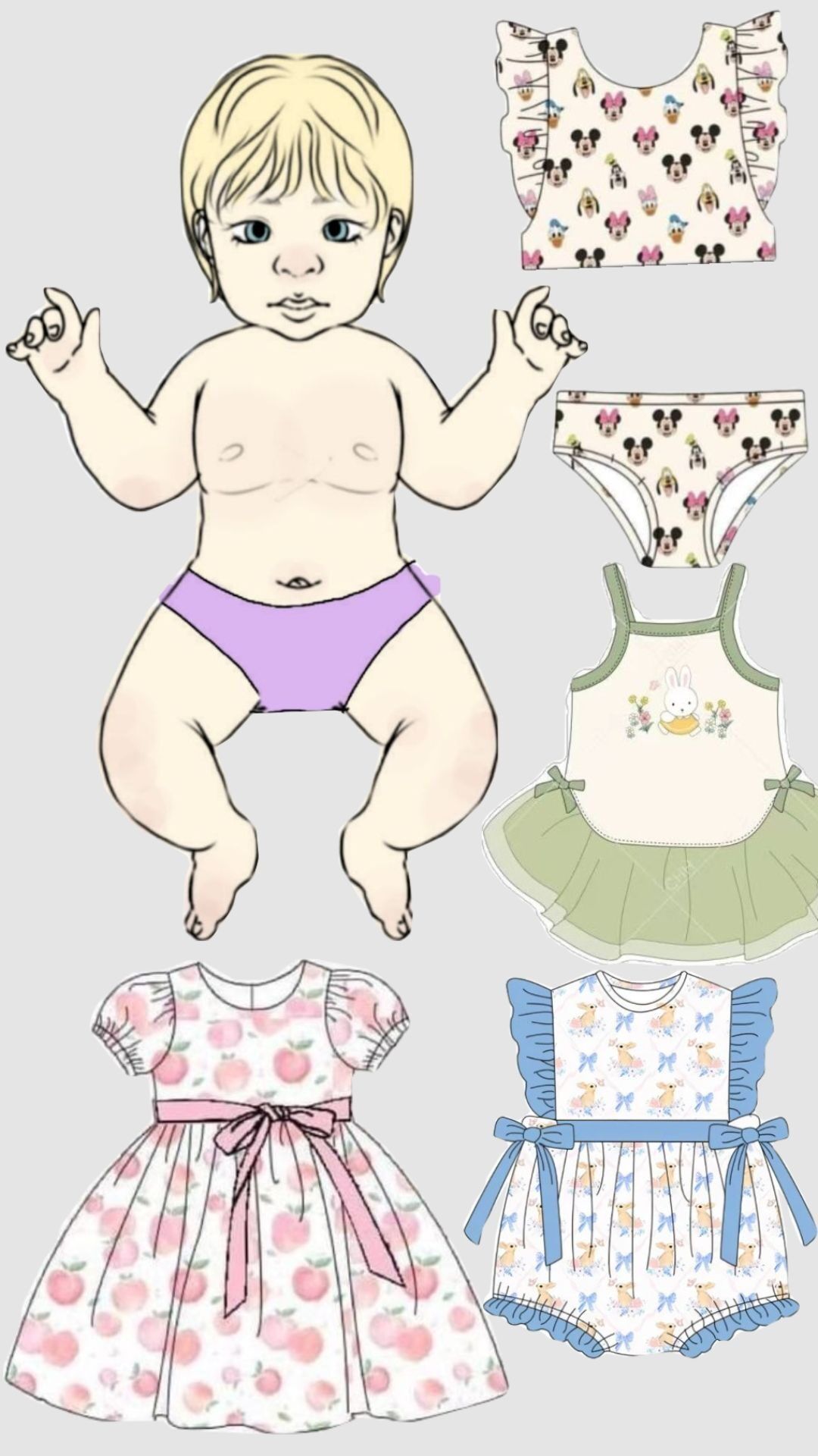 Bebê de Papel para imprimir com Roupas Diversas