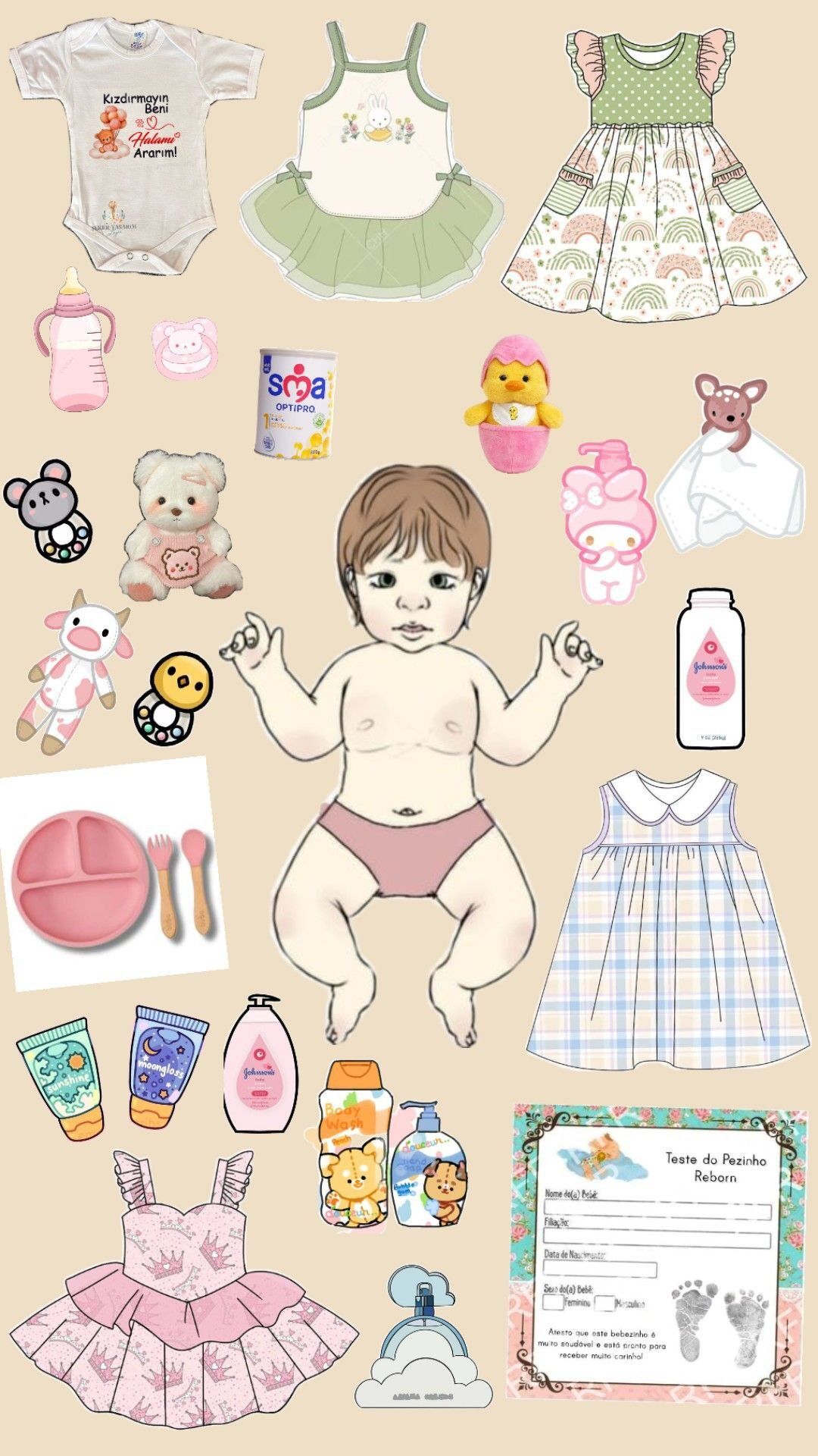 Bebê de Papel para Imprimir com Roupas e Acessórios