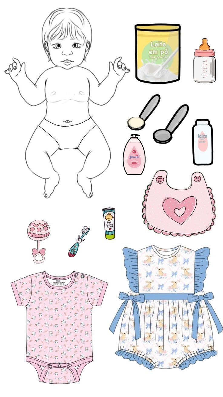 Bebê Reborn de Papel para imprimir com acessórios e roupas