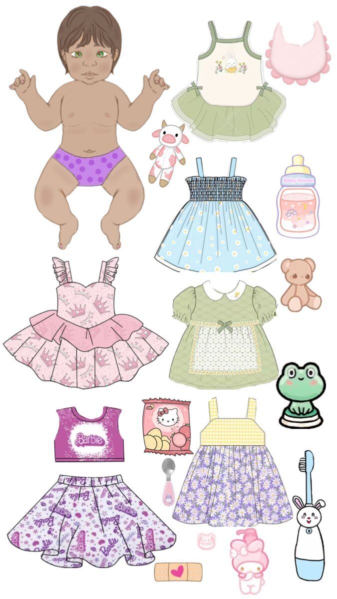 Bebê Reborn de Papel para imprimir com acessórios fofos