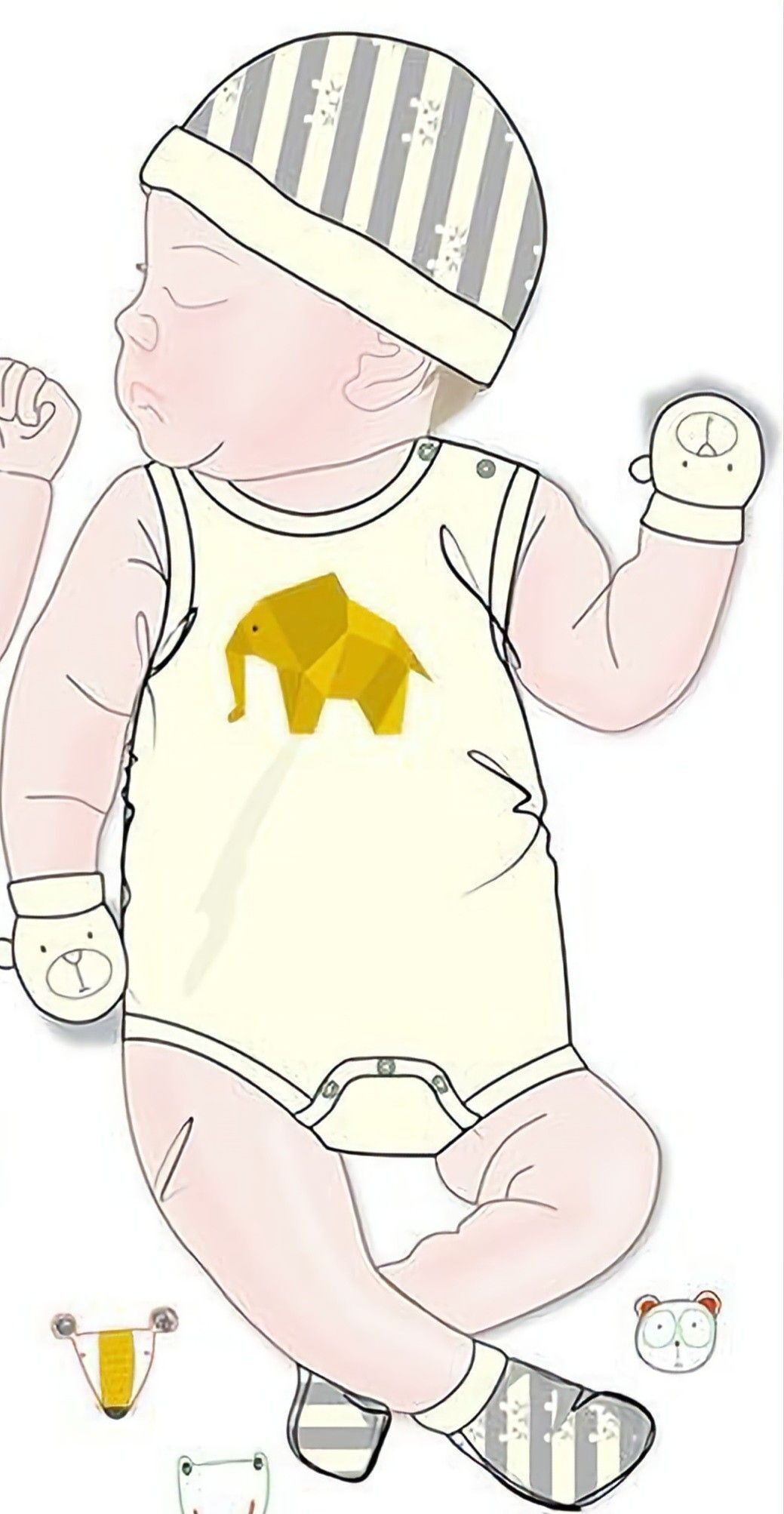 Bebê Reborn de Papel para Imprimir com Elefante Amarelo