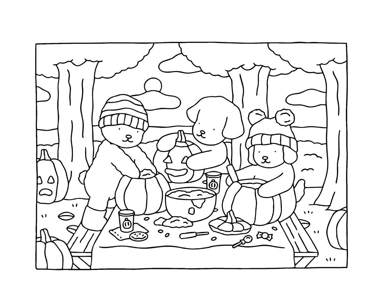 Bobbie Goods decorando abóboras no parque - para imprimir