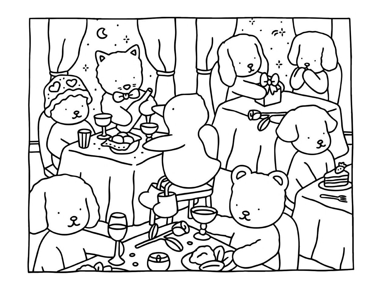 Bobbie Goods para imprimir animando um jantar elegante