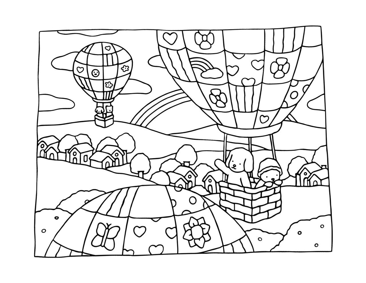 Bobbie Goods para imprimir com balões de ar quente coloridos