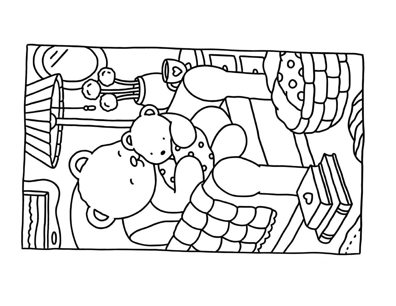 Bobbie Goods para imprimir com urso de pelúcia e travesseiros