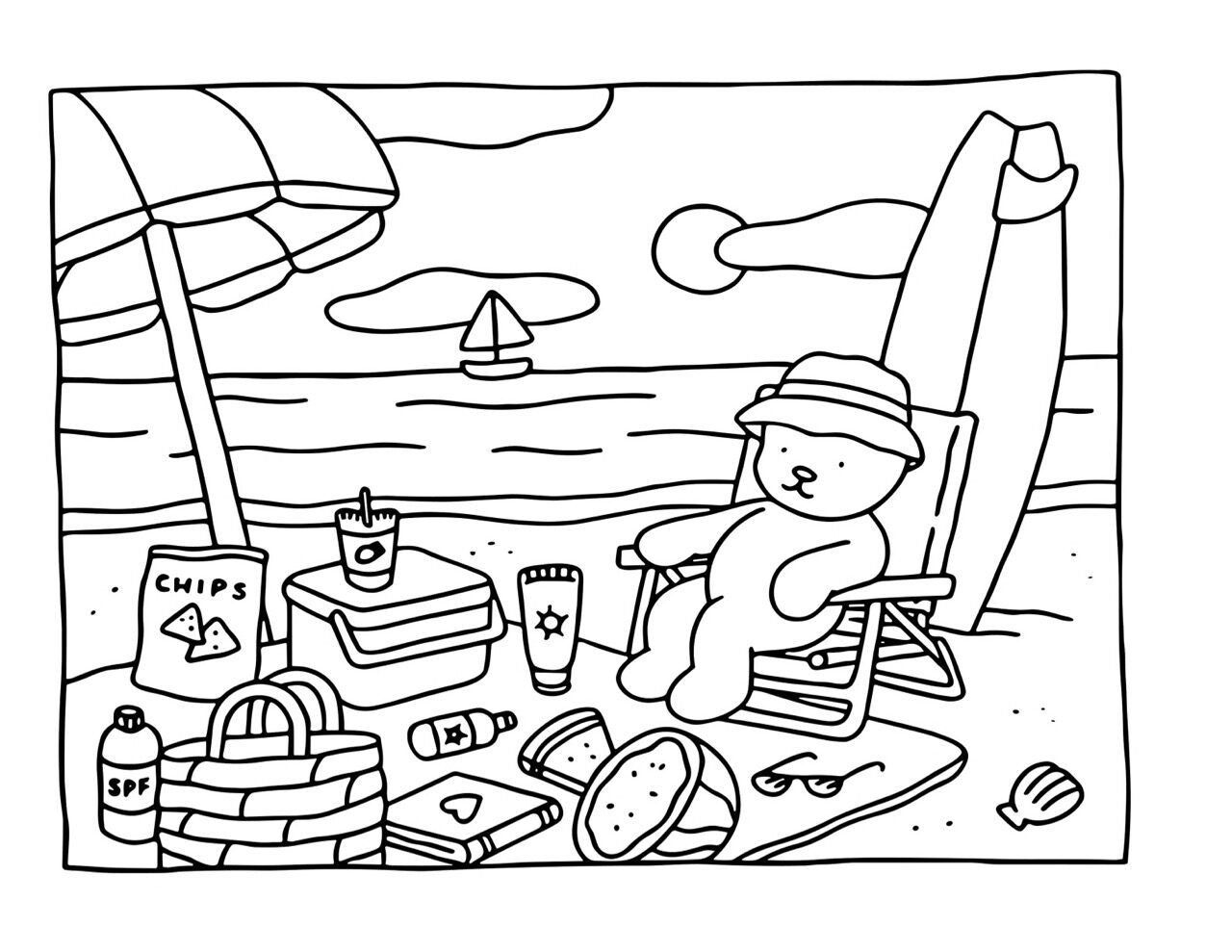 Bobbie Goods para imprimir curtindo a praia com estilo