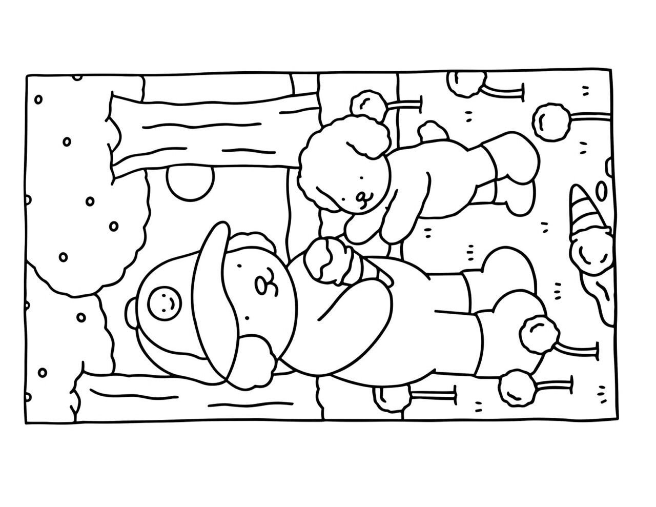 Bobbie Goods para imprimir explorando a floresta no inverno