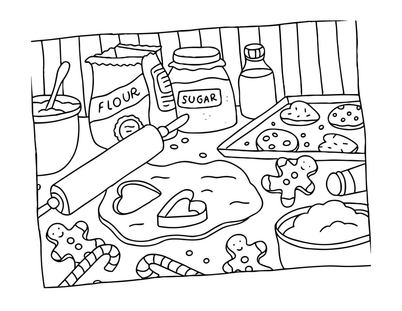 Bobbie Goods para imprimir na cozinha fazendo biscoitos