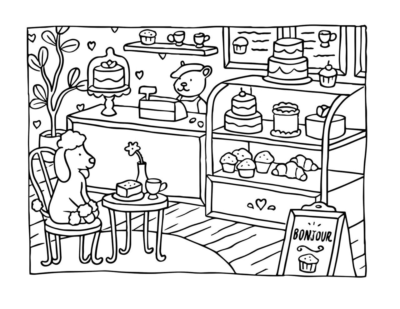 Bobbie Goods para imprimir na padaria fofa com cachorro e urso