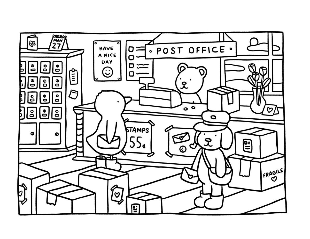 Bobbie Goods para imprimir no escritório de correios estilizado