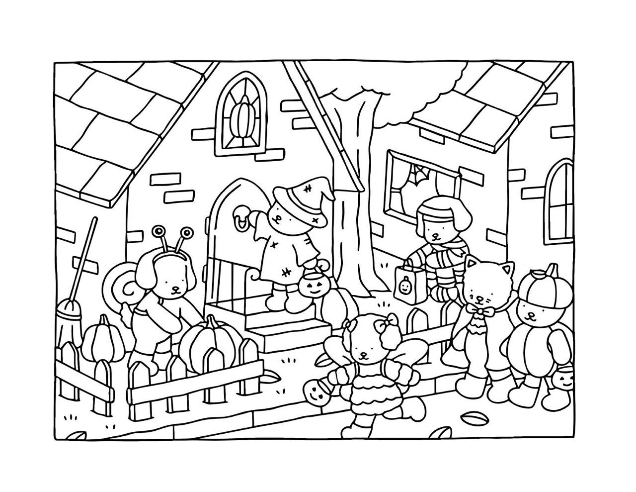 Bobbie Goods para imprimir no Halloween com crianças fantasiadas