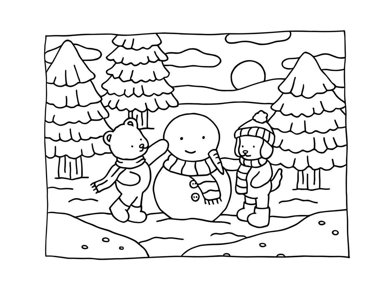 Bobbie Goods para imprimir no inverno com pets e neve