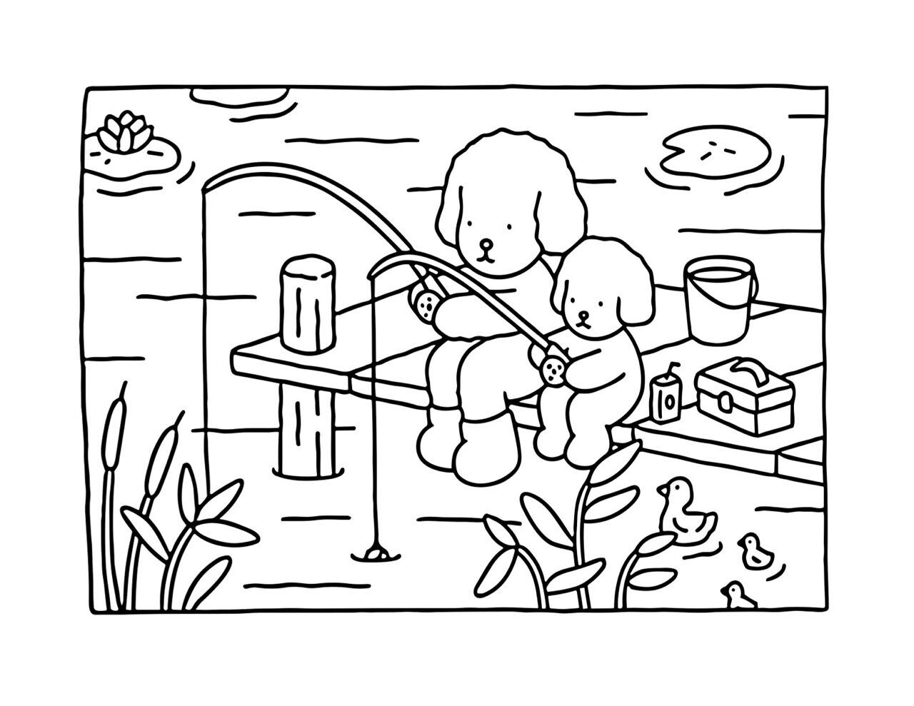 Bobbie Goods para imprimir pescando no lago com amigos