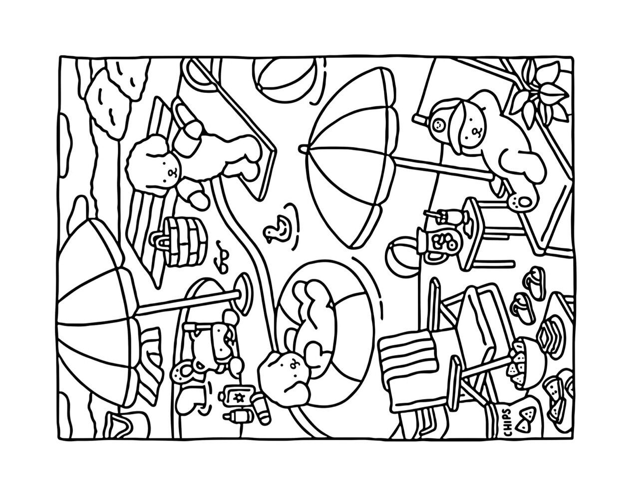 Bobbie Goods para imprimir se divertindo na praia