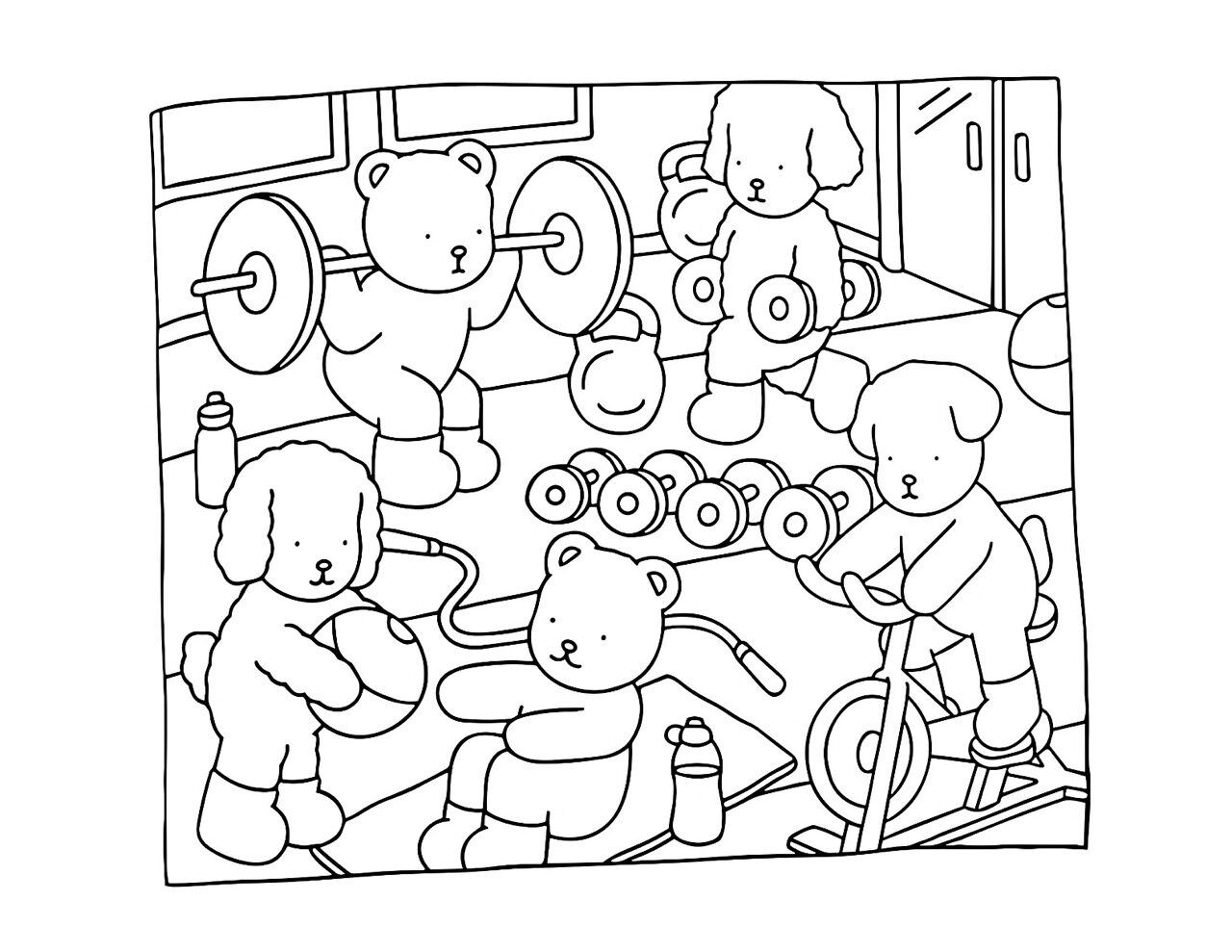 Bobbie Goods para imprimir se exercitando na academia