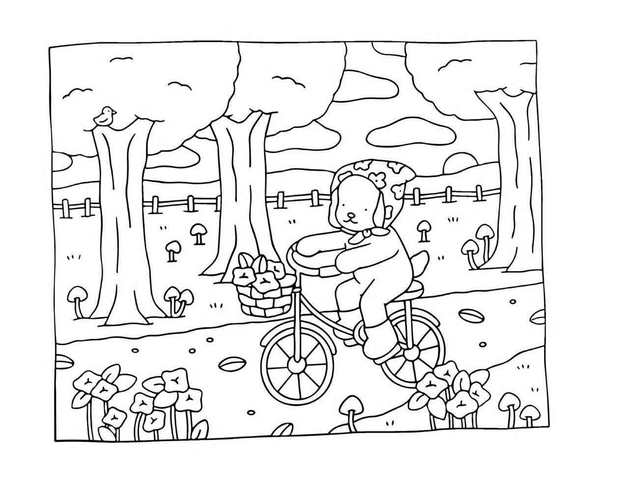 Bobbie Goods para imprimir ursinho na bicicleta no parque