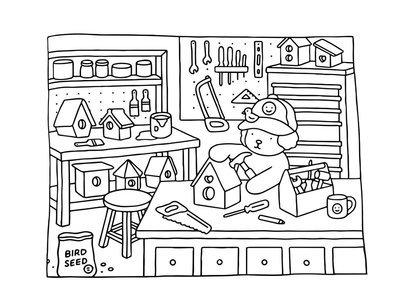 Bobbie Goods para imprimir urso construtor de casinhas