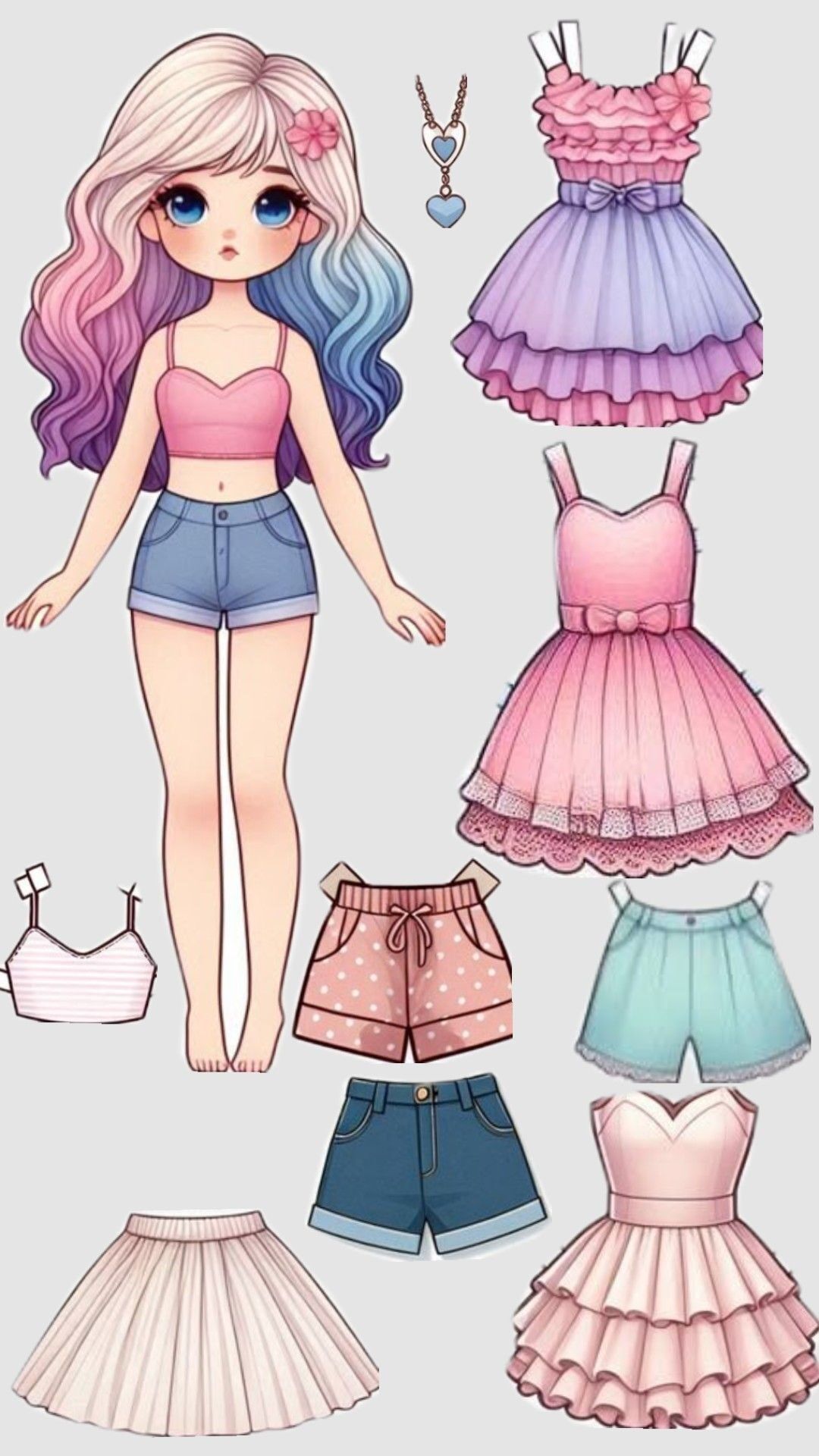 Boneca de Papel Colorida para Imprimir e Vestir