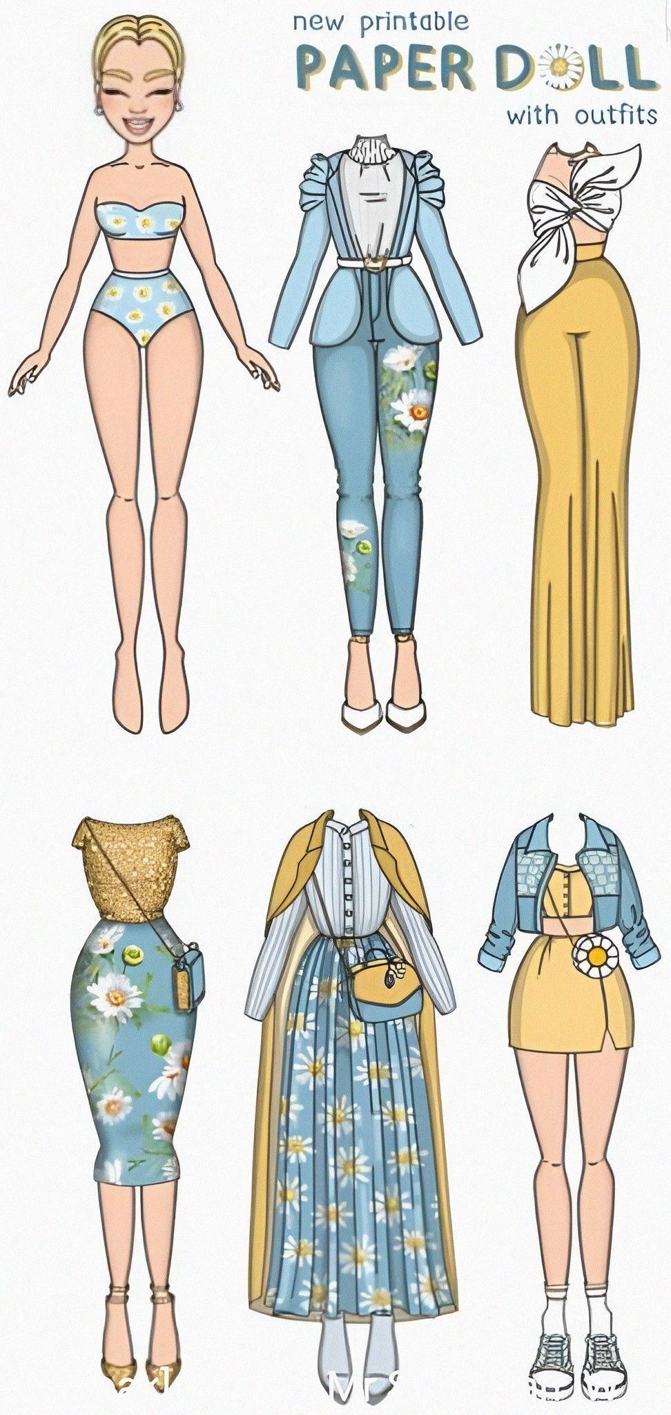 Boneca de Papel com Roupas Coloridas para Vestir