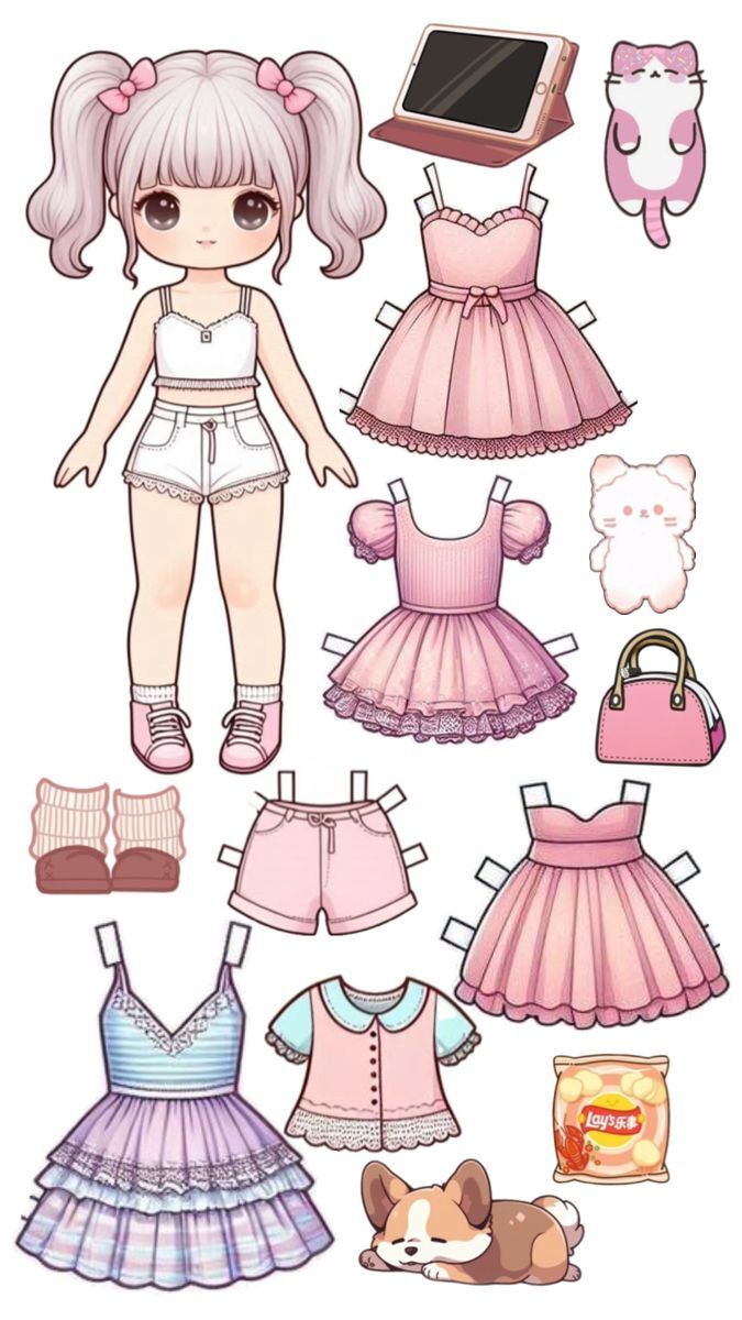 Boneca de Papel para Imprimir com Roupas e Acessórios