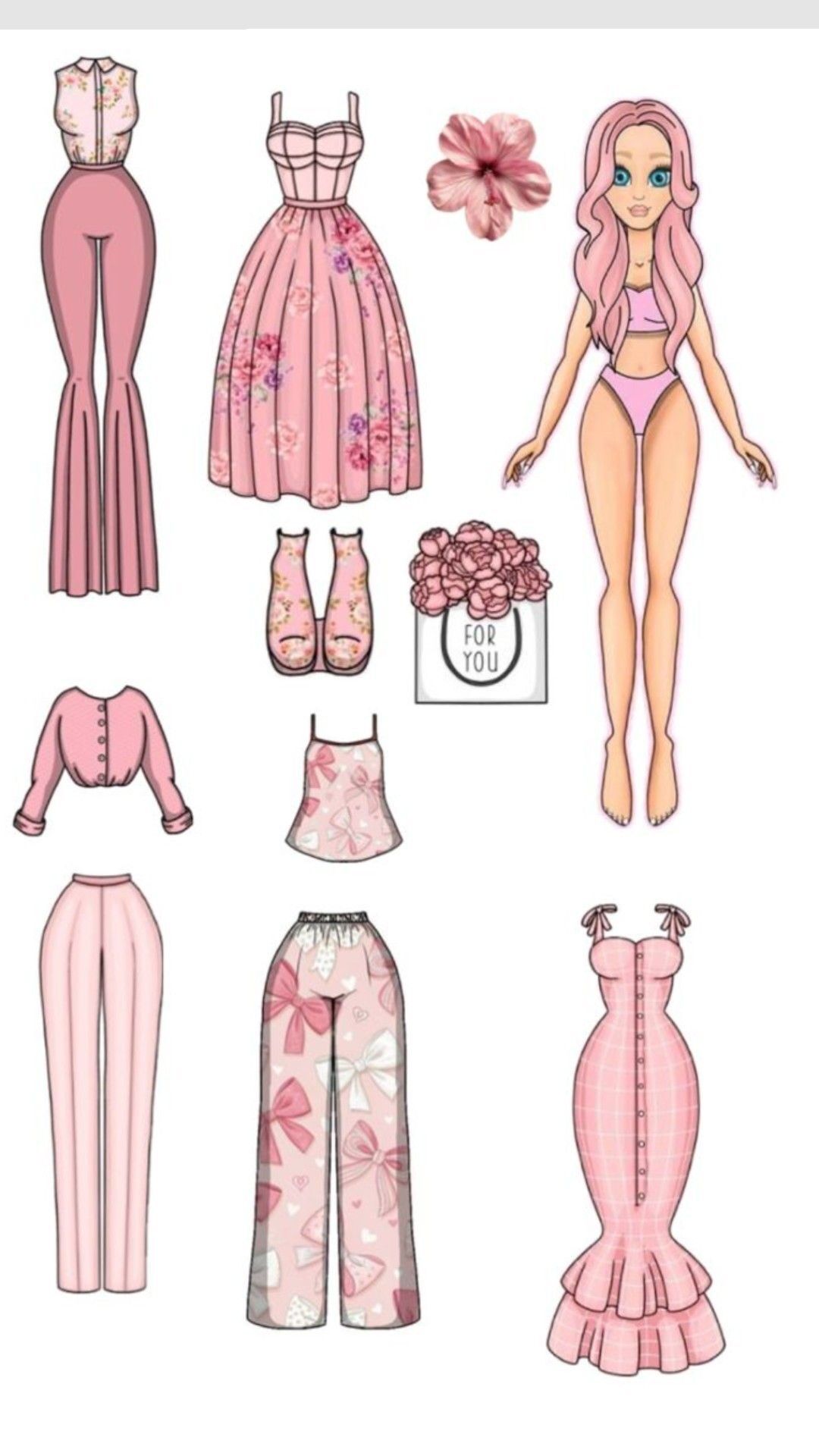 Bonecas de Papel para Imprimir com Roupas e Acessórios