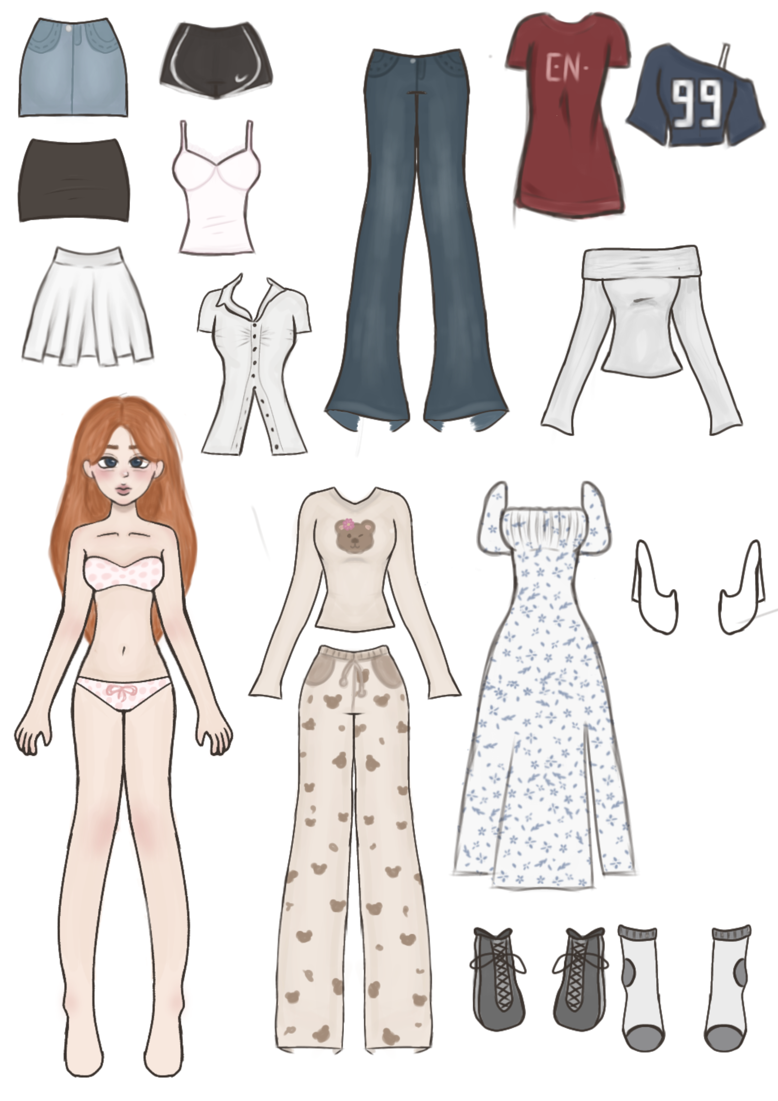 Bonecas de Papel para Imprimir e Vestir com Acessórios