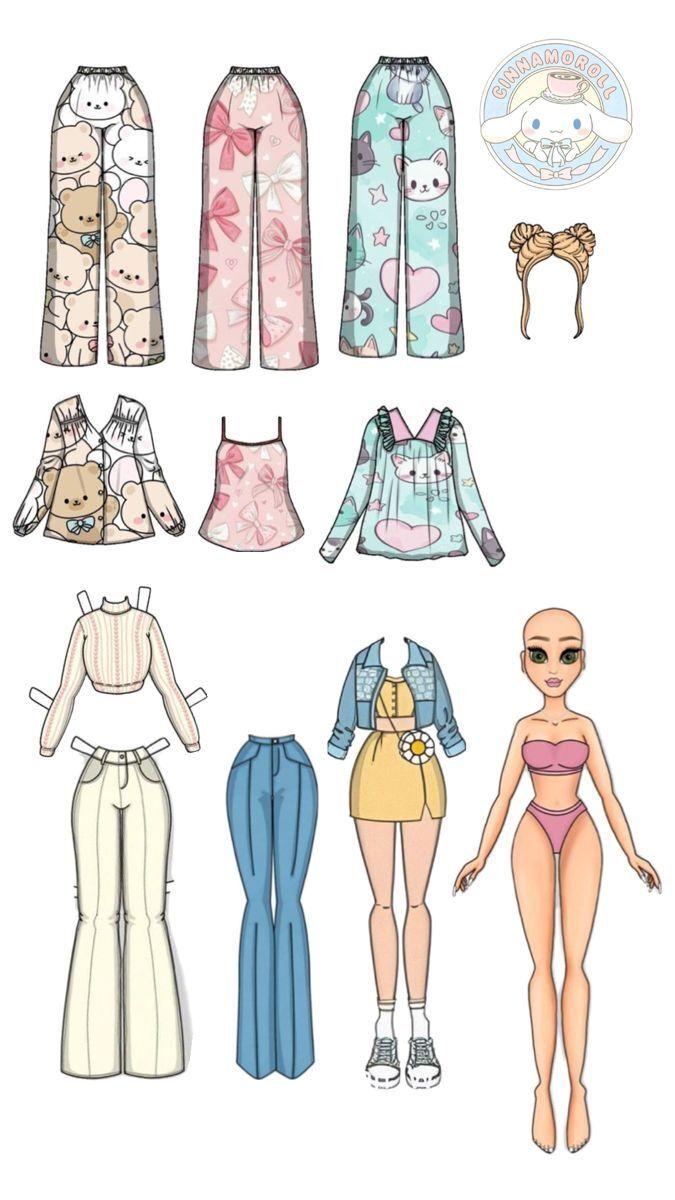 Bonecas de Papel para imprimir e Vestir com Roupas Coloridas