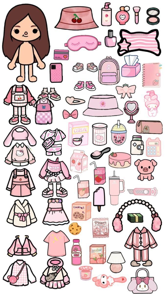 Bonecas Toca Life World para Imprimir com Acessórios Rosa