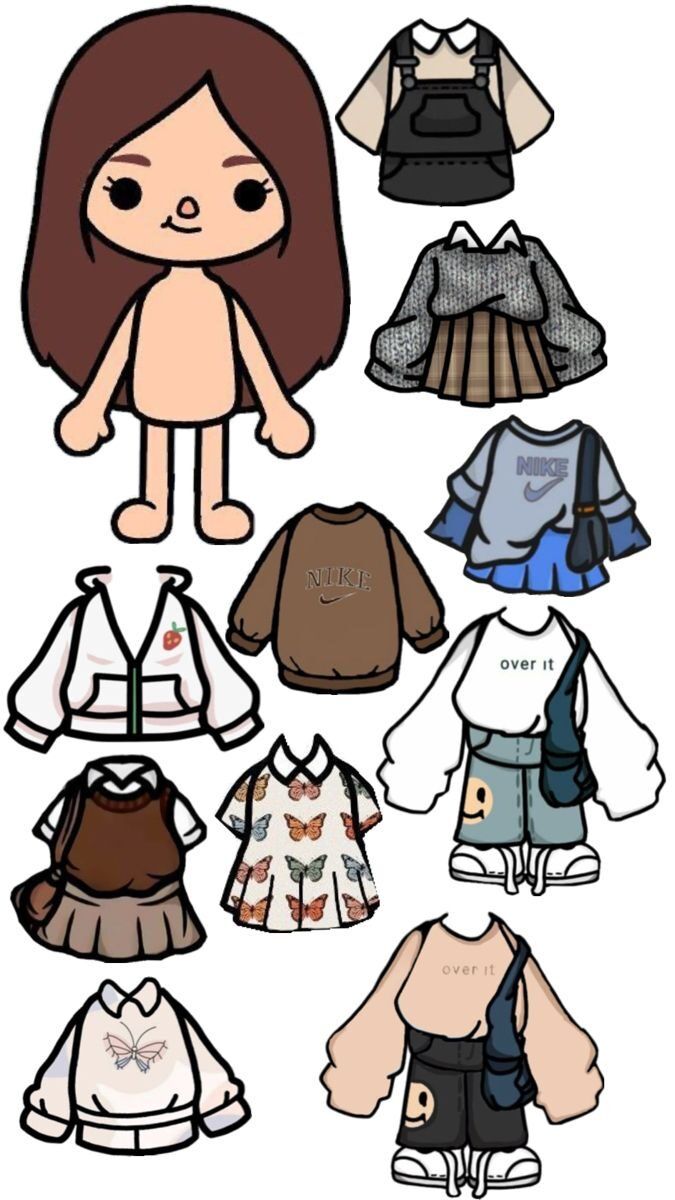 Bonecas Toca Life World para Imprimir com Roupas Variadas