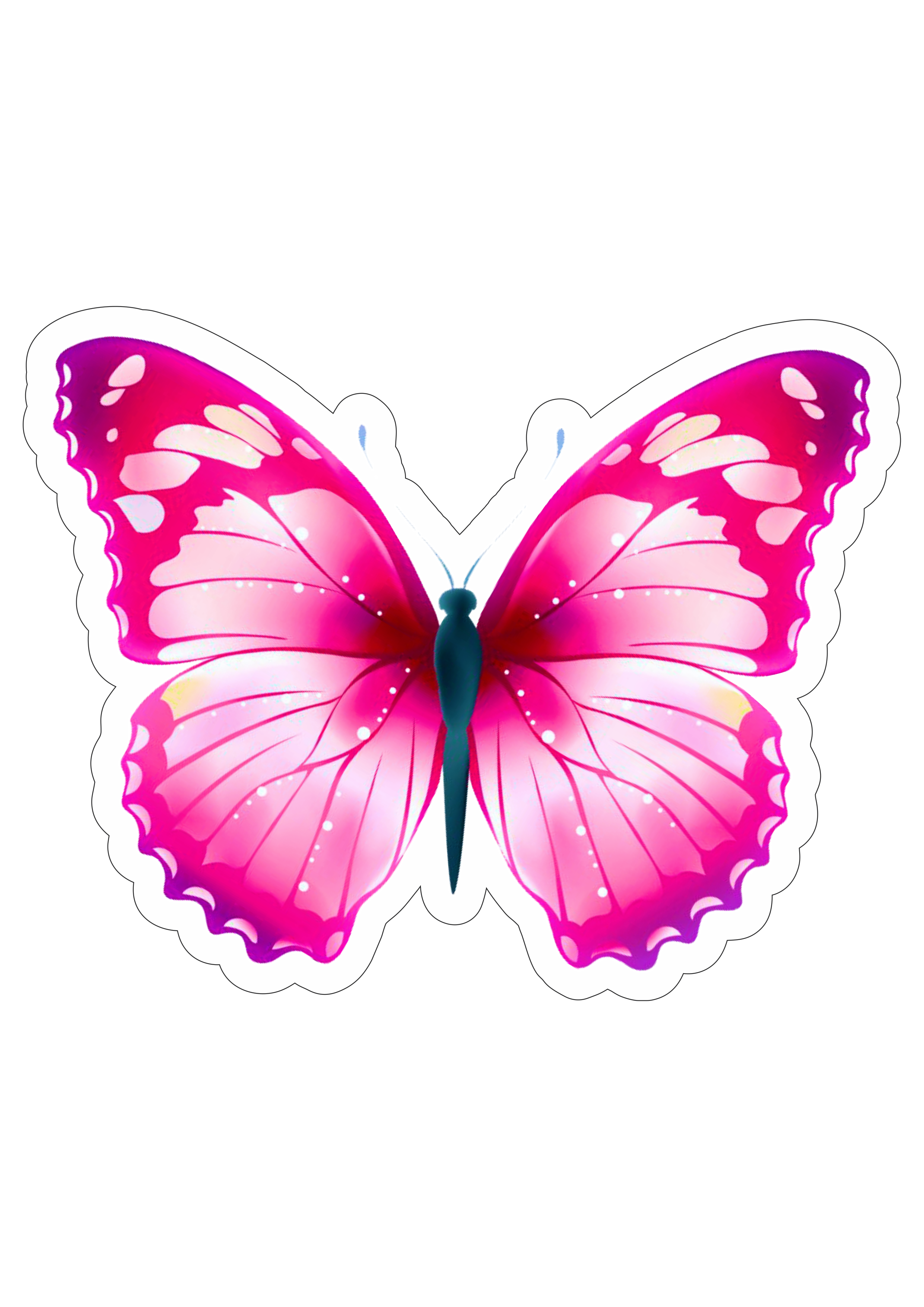 Borboleta Rosa Vibrante para Imprimir e Recortar